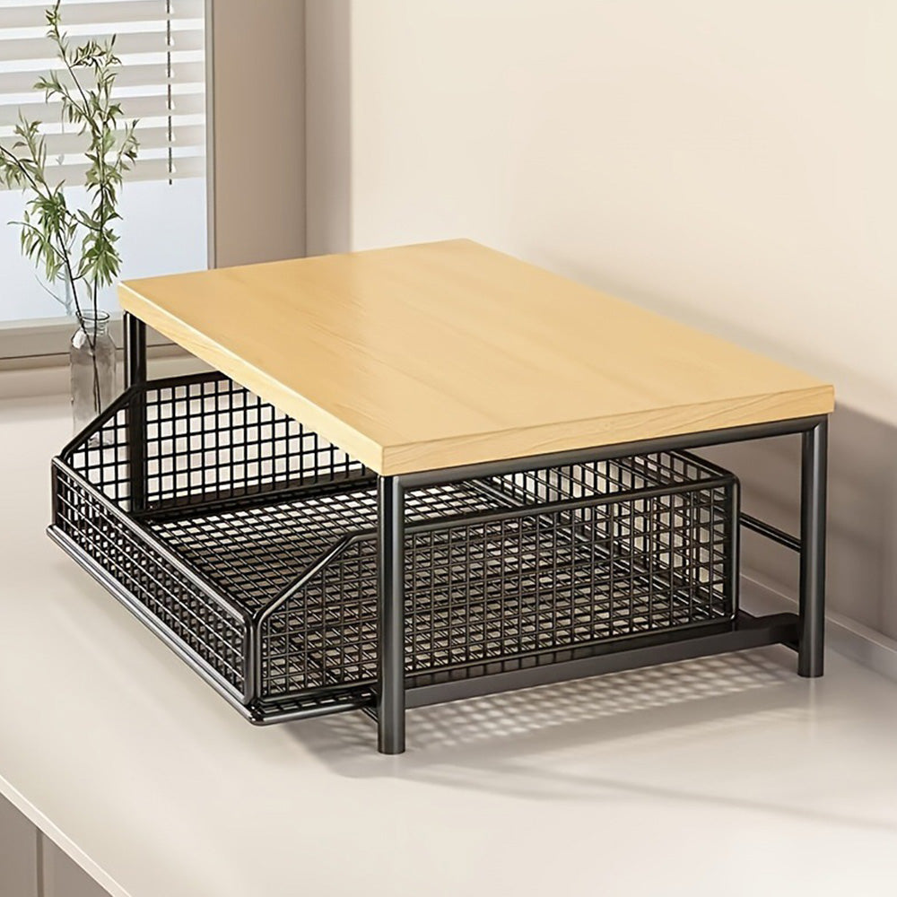Kitchen Countertop Riser Storage Rack with Pull Out Drawer Basket