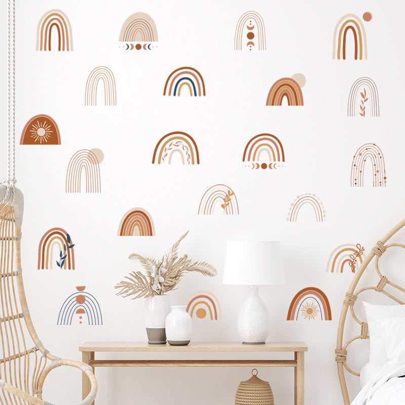 2Pcs Boho Rainbow Clouds Removable Wall Decals Stickers
