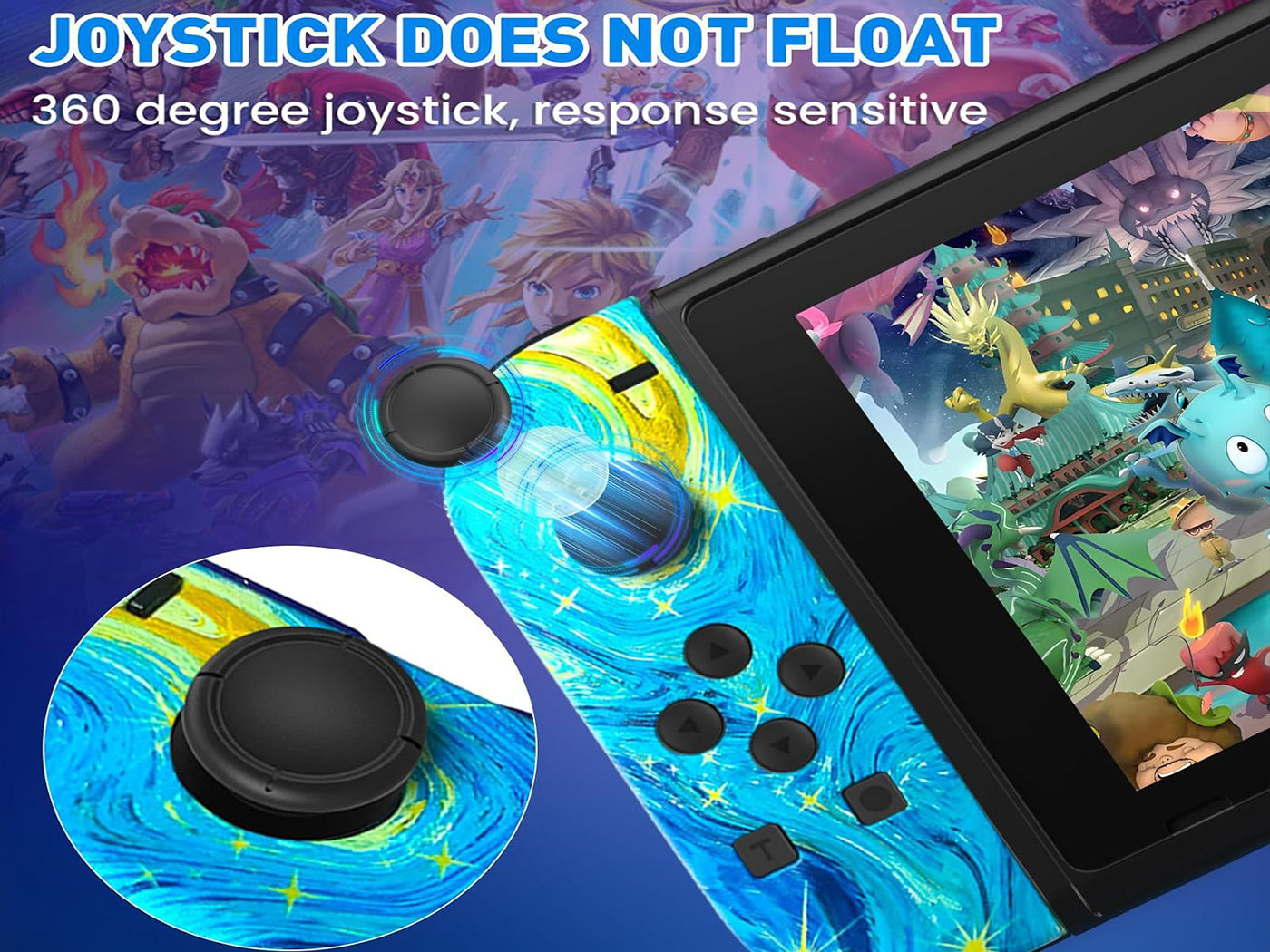 Wireless Game Controller with RGB Light for Nintendo Switch