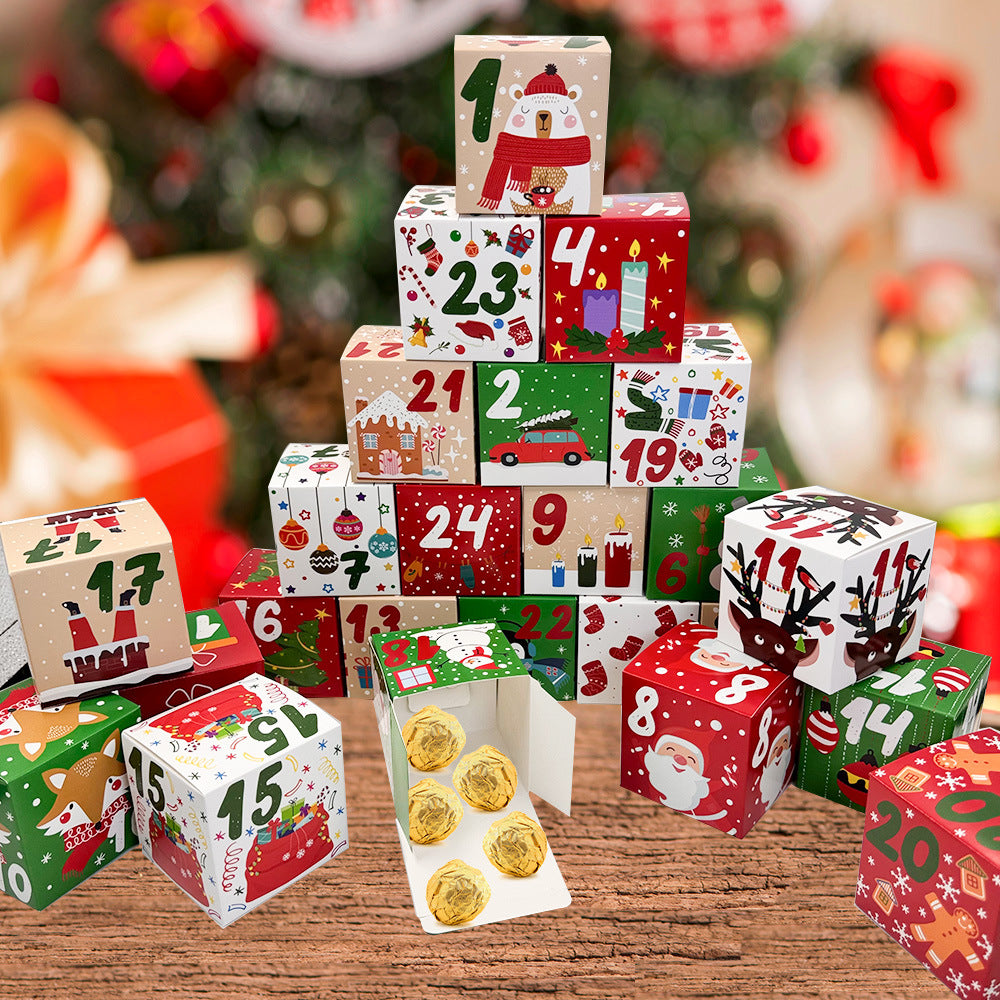 24 Pack DIY Christmas Advent Calendar Boxes 24 Days Countdown Gift Boxes