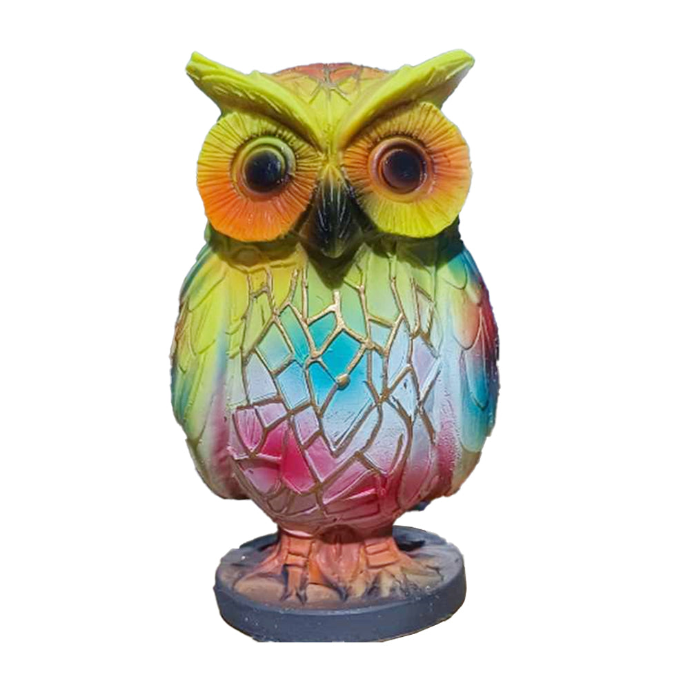 Stained Painting Glass-Like Animal Table Lamp Resin Night Light-Owl