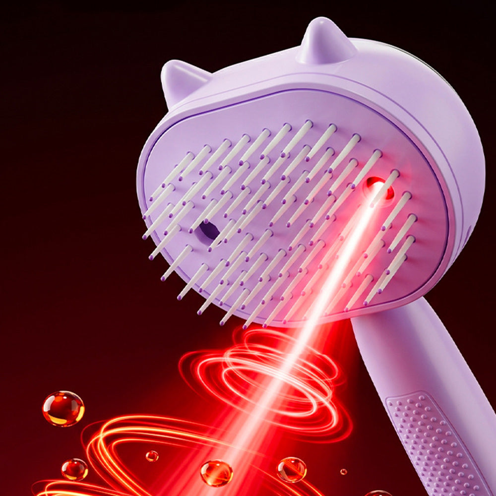 Electric Spray Hair Brush with Cat Ear Design and One Click Cleaning