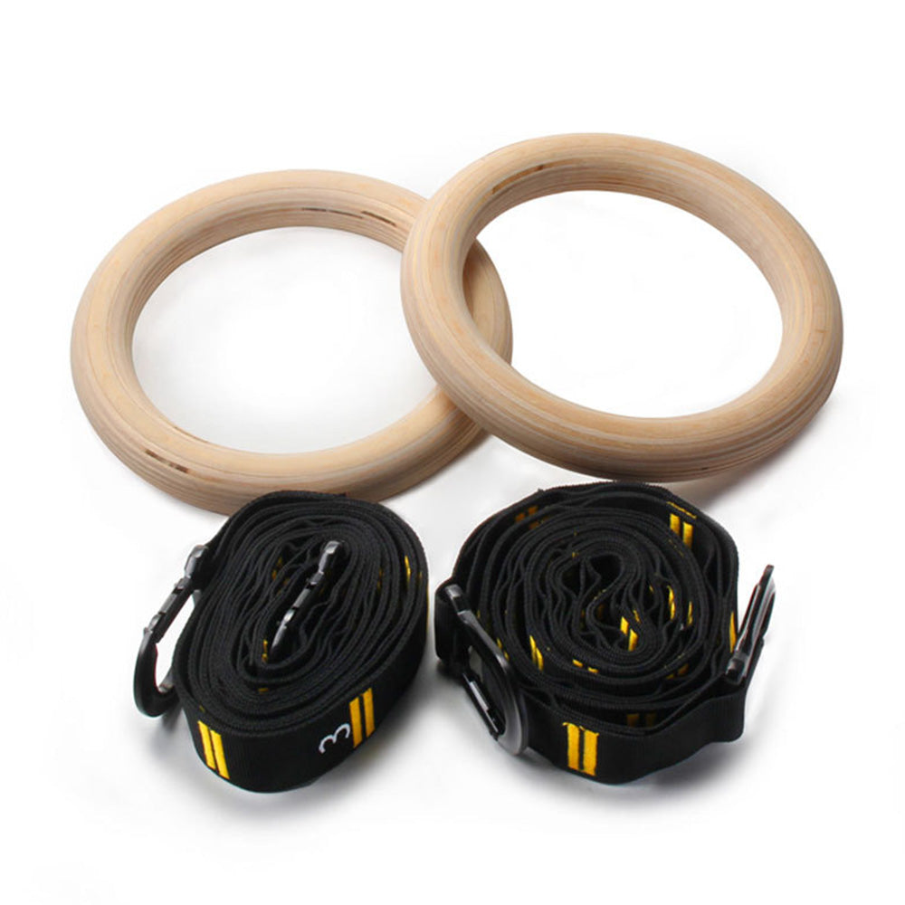 Wooden Gymnastic Rings Set Adjustable Fitness Rings for Home Workouts