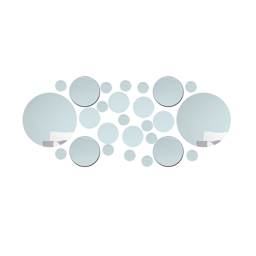 26Pcs Acrylic Round Mirror Wall Decor Stickers Removable Adhesive Wall Decals
