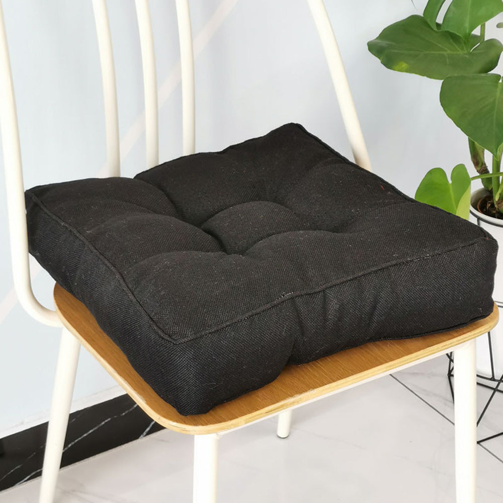 Thickened PP Cotton Padded Chair Seat Cushion with Rolled Edge-Black