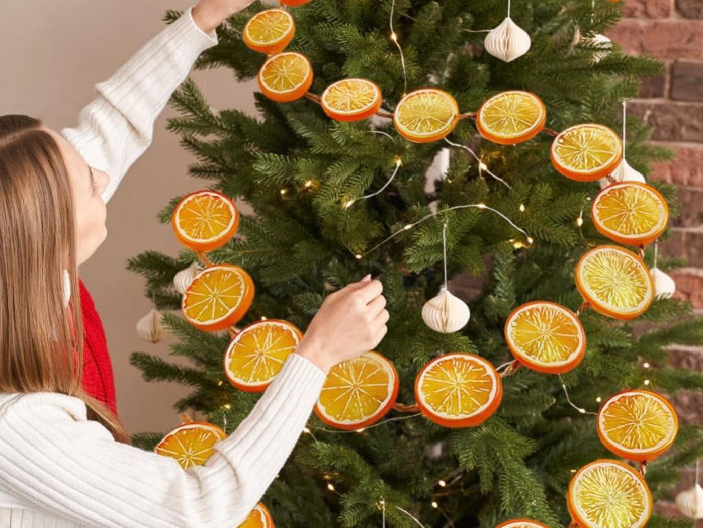 Artificial Dried Orange Slices Garland Christmas Decorations Xmas Tree Decor