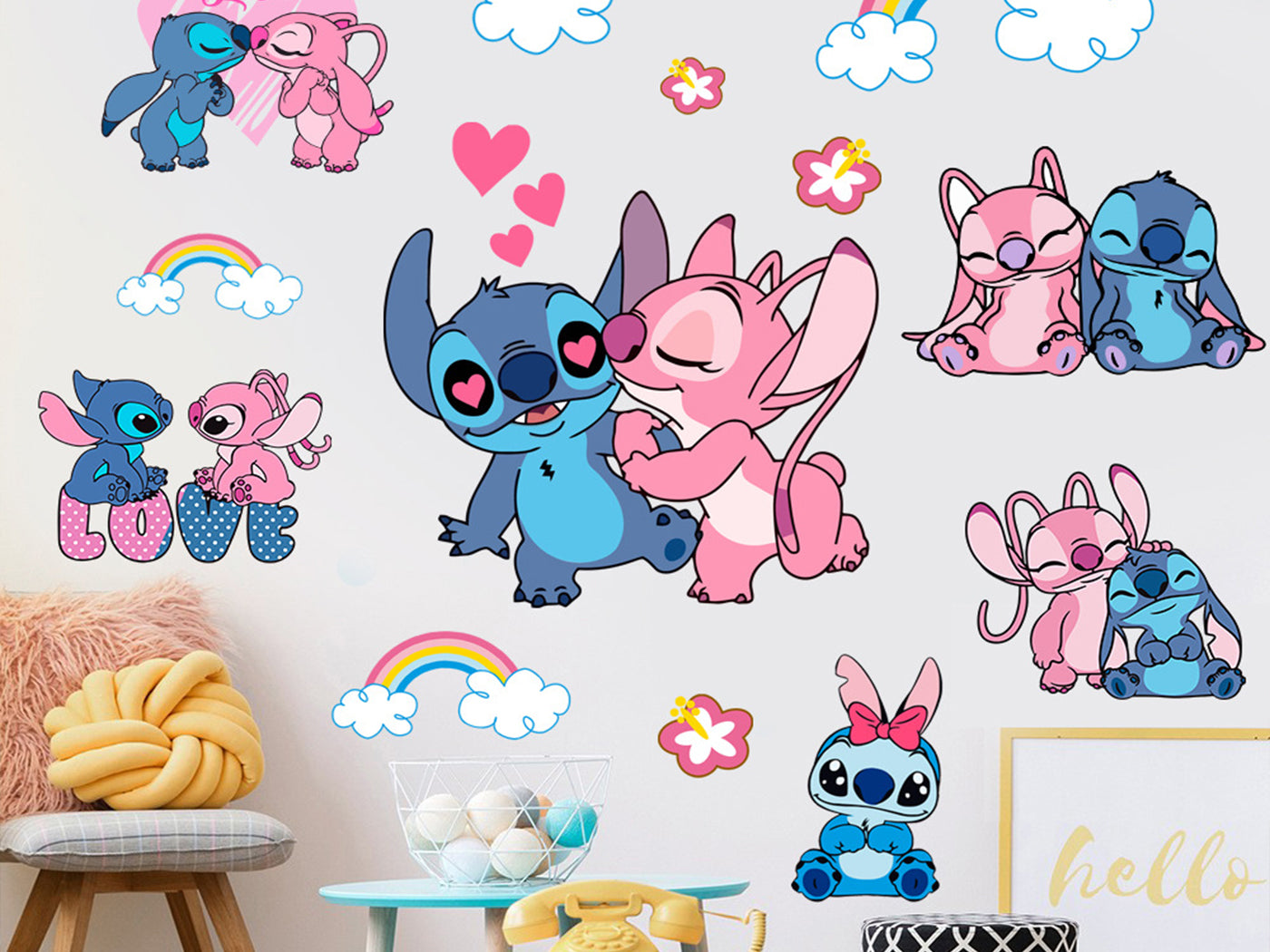2Pcs Stitch Inspired PVC DIY Removable Wall Stickers