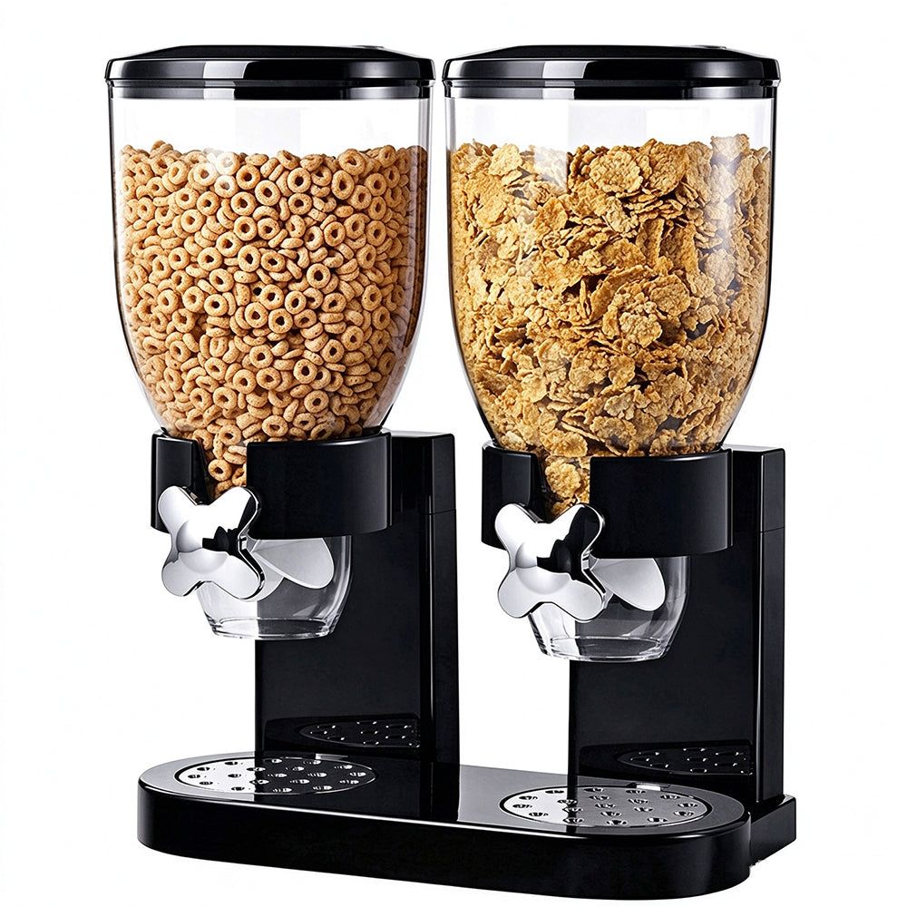 Rotating Grain Storage Dispenser with Sealed Lid and Removable Tray