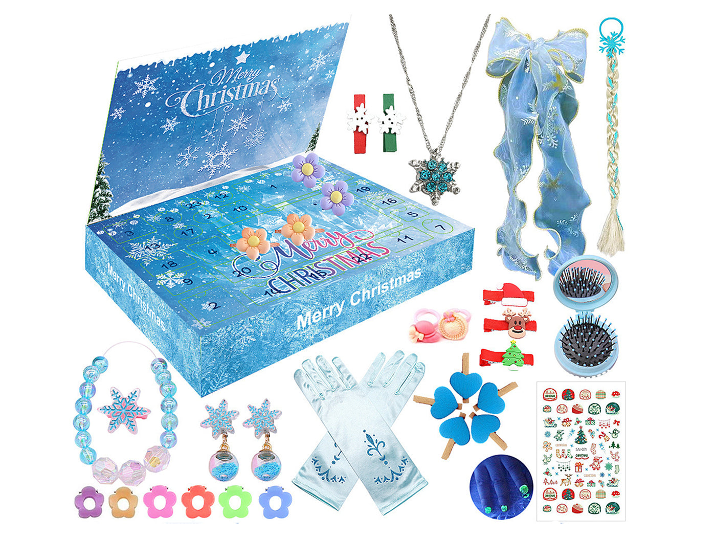 Frozen Inspired 24 Days Christmas Advent Calendar Girls Hair Accessories Jewellery
