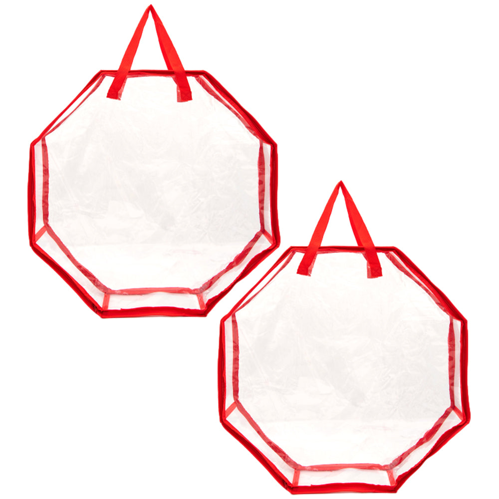 2Pcs 76CM Christmas Door Wreath Decoration Storage Bag Clear Xmas Bag For Garland
