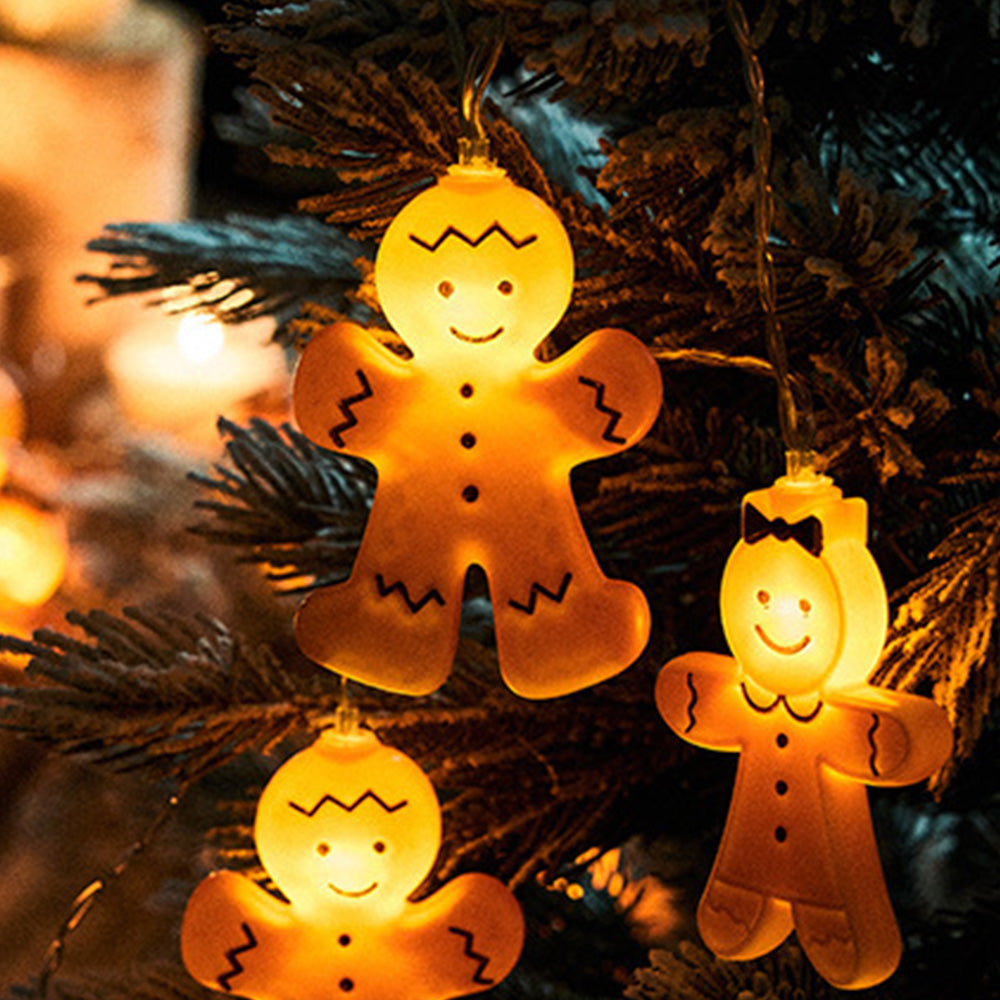 Christmas Decoration Gingerbread Men Cookies String Lights Battery Operated