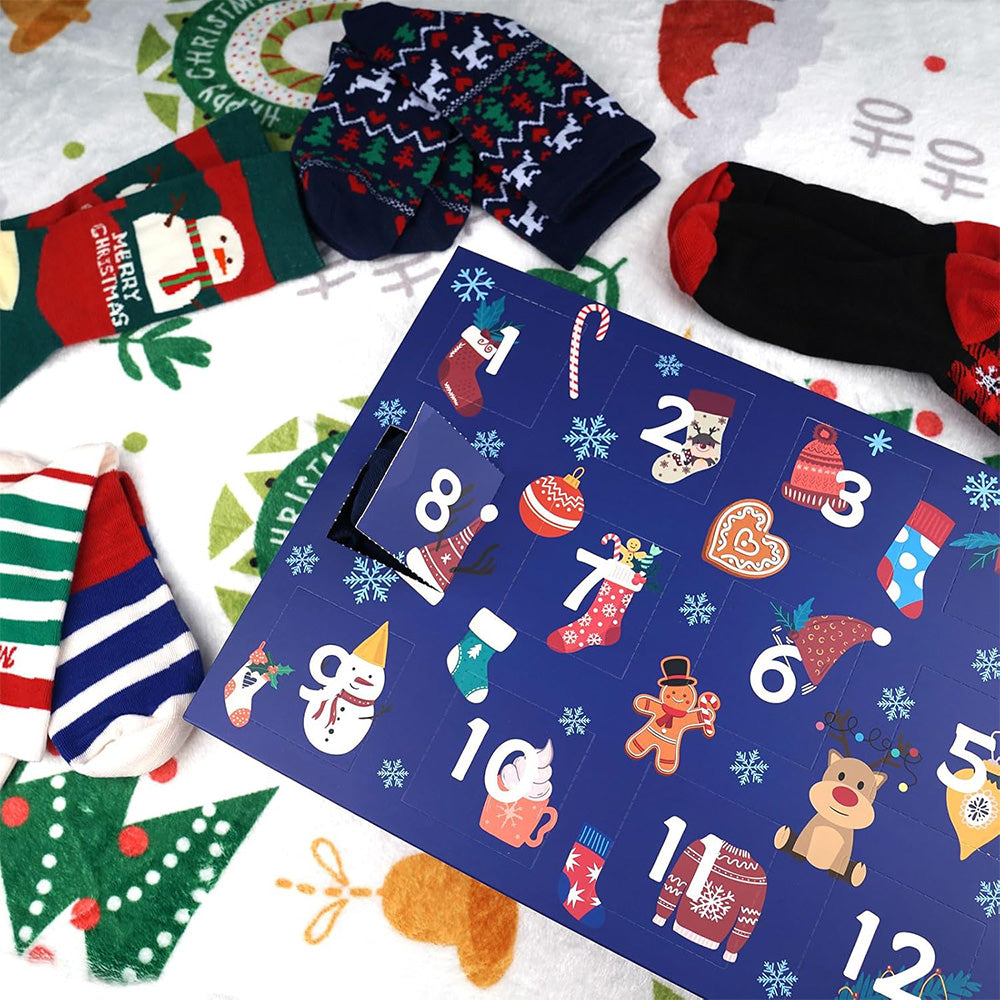 12 Pairs Christmas Sock Advent Calendar 24 Days Countdown Calendar