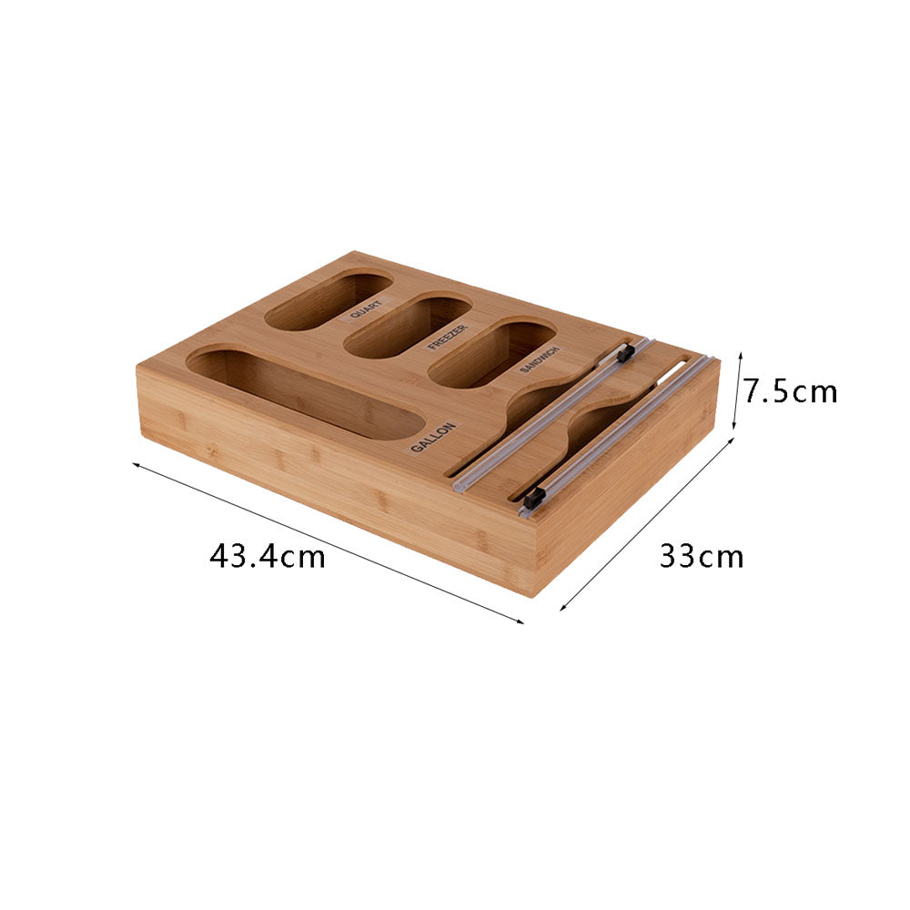 6-in-1 Foil and Plastic Wrap Dispenser Bag Food Baggie Organizer with Cutter