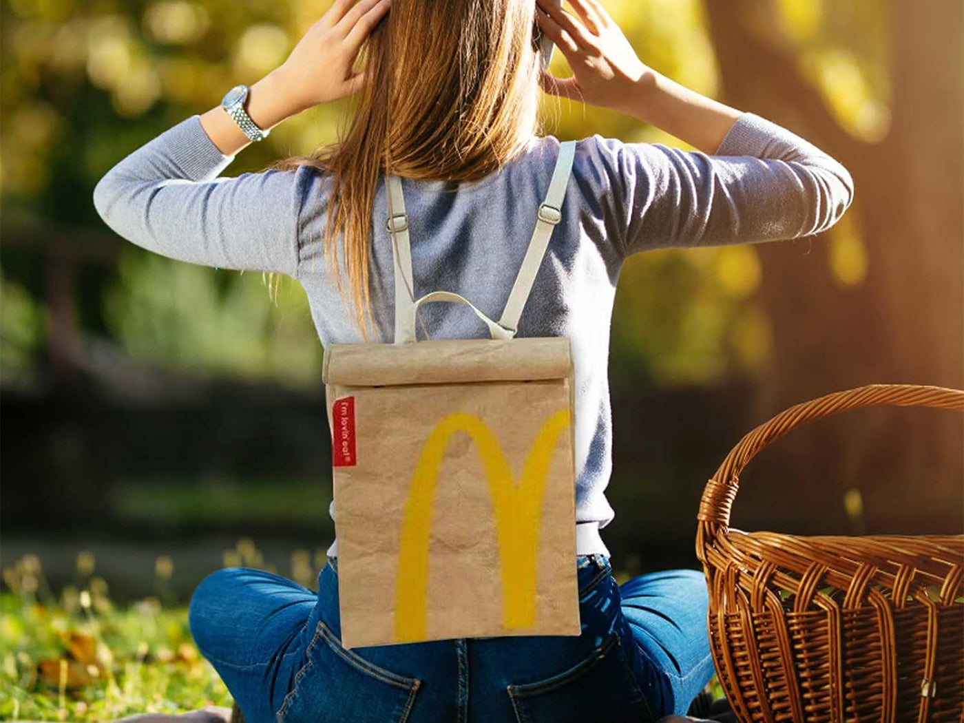 McDonald Inspired Creative Funny Canvas Linen Backpack / Shoulder Bag
