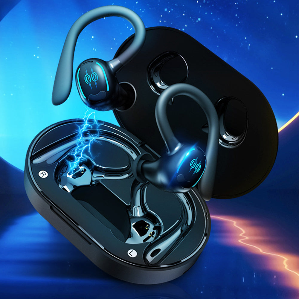 Wireless Earbuds with LED Display and Ear Hooks