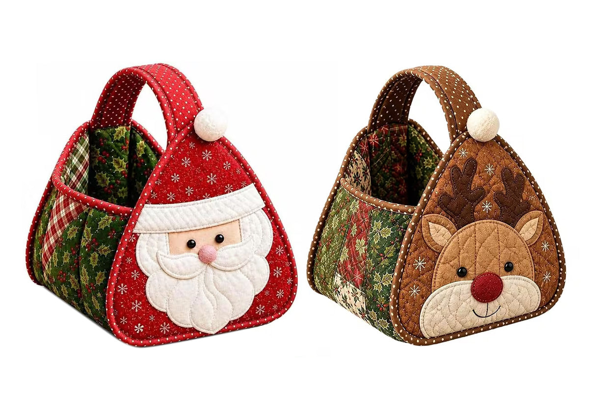 DIY Christmas Patchwork Basket Sewing Kit Fabric Quilting Craft Kit