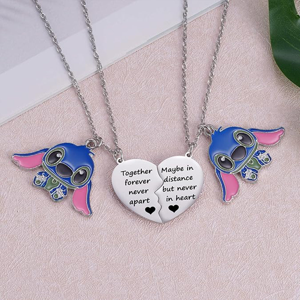 Stitch Inspire Friendship Matching Heart Necklaces