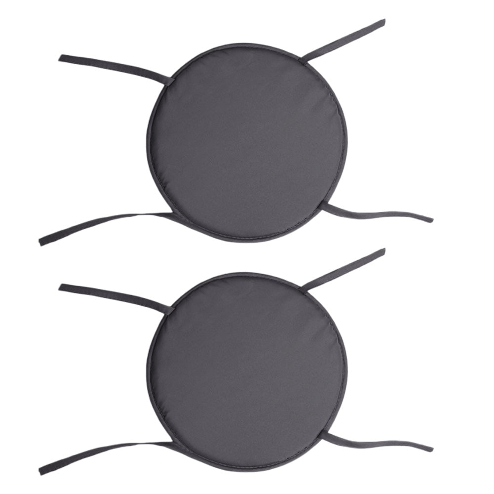 2Pcs Round Sponge Chair Cushions with Ties for Stools-Grey