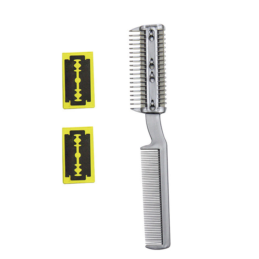 Two Sided Pet Grooming Comb with Razor for Dog Cat Fur Trimming and Thinning