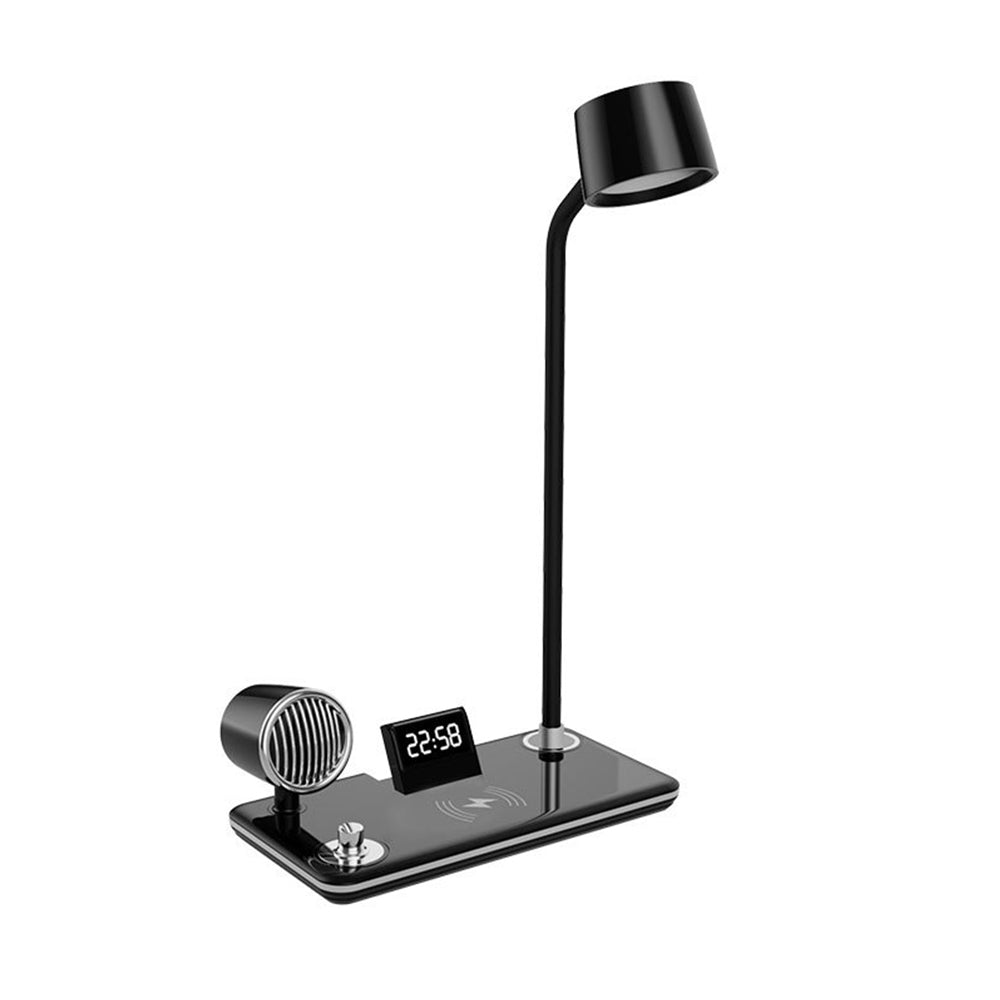4 in 1 LED Desk Lamp with Wireless Charger Bluetooth Speaker and Alarm Clock