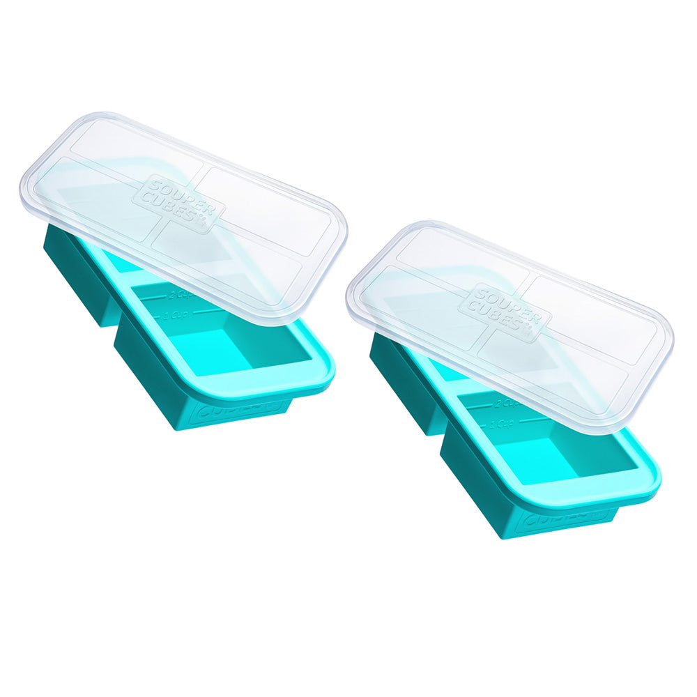 2 Pcs Silicone Freezer Tray With Lid Freezer Food Storage Molds for Soup Sauce Broth