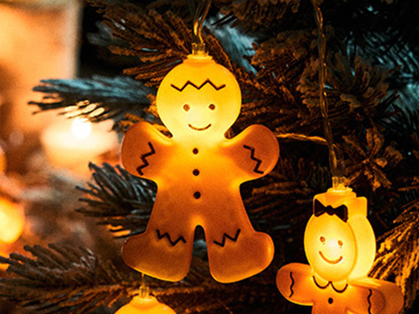 Christmas Decoration Gingerbread Men Cookies String Lights Battery Operated