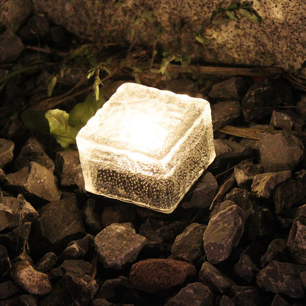2Pcs Solar LED Ice Cube Floor Tile Ground Lamp Lawn Lamp