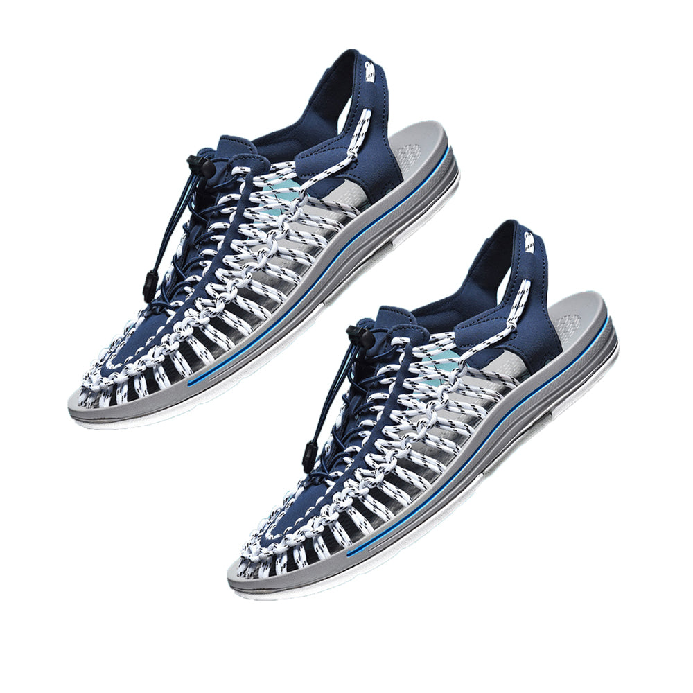 Men Summer Cut Out Lace-Up Front Sandals Outdoor Beach Walking Sandals Shoes
