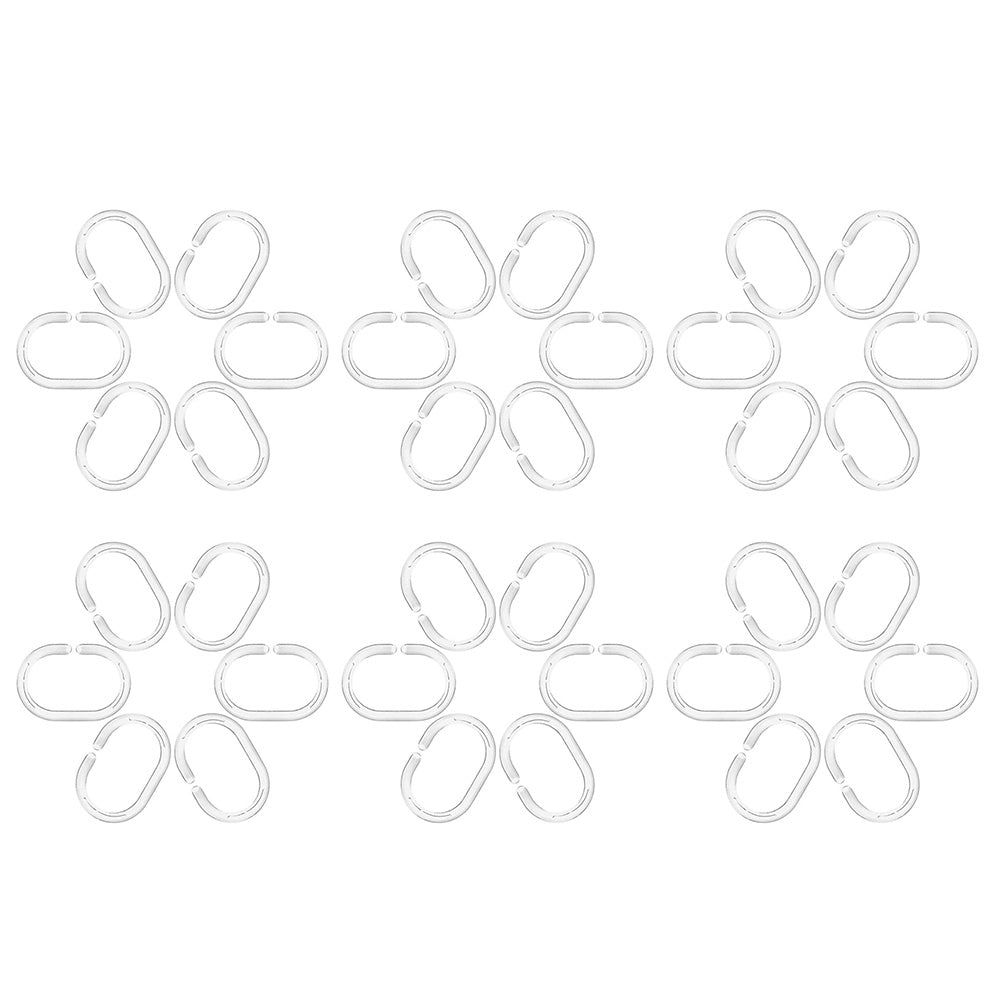 36 Pack Clear Plastic Shower Curtain Rings and C Shape Hooks for Bathrooms