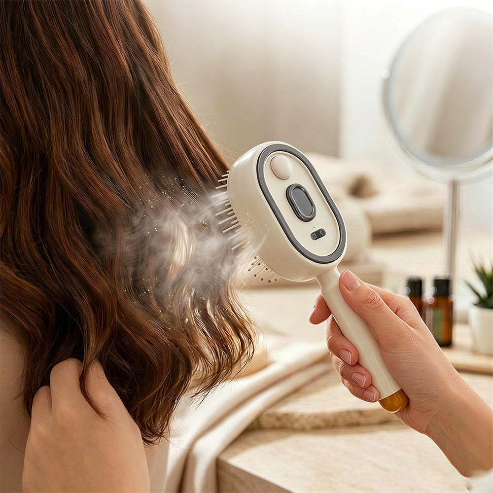 Electric Steam Hair Brush Mist Spray Cushion Comb