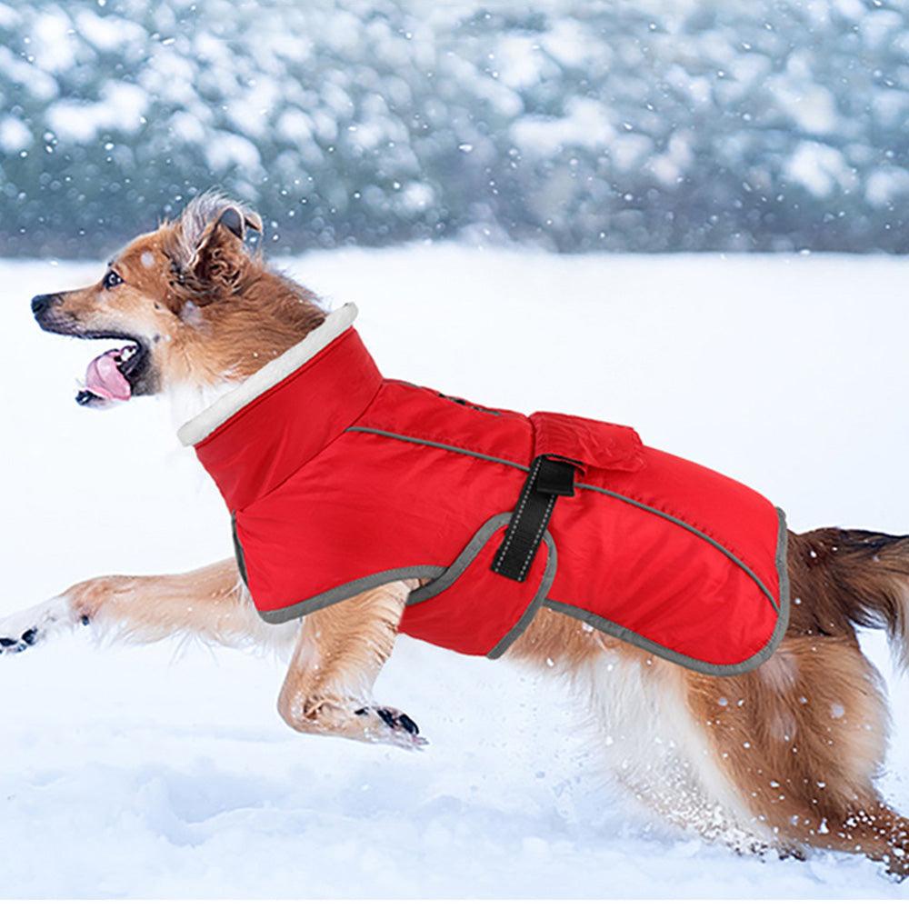 Winter Dog Coat-Waterproof Cold Weather Jacket for Small Large Breeds-Red