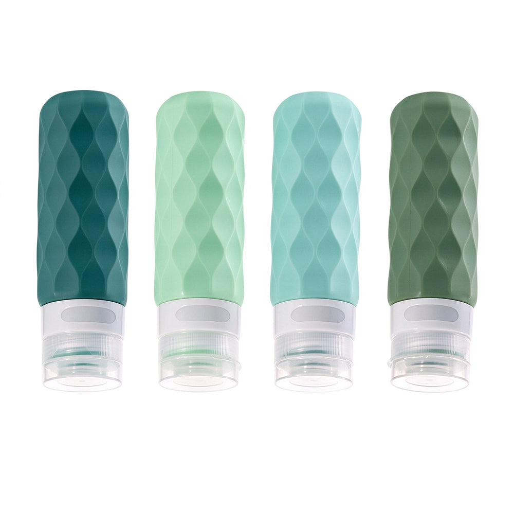 4 Piece 90ml Silicone Refillable Travel Bottle Set