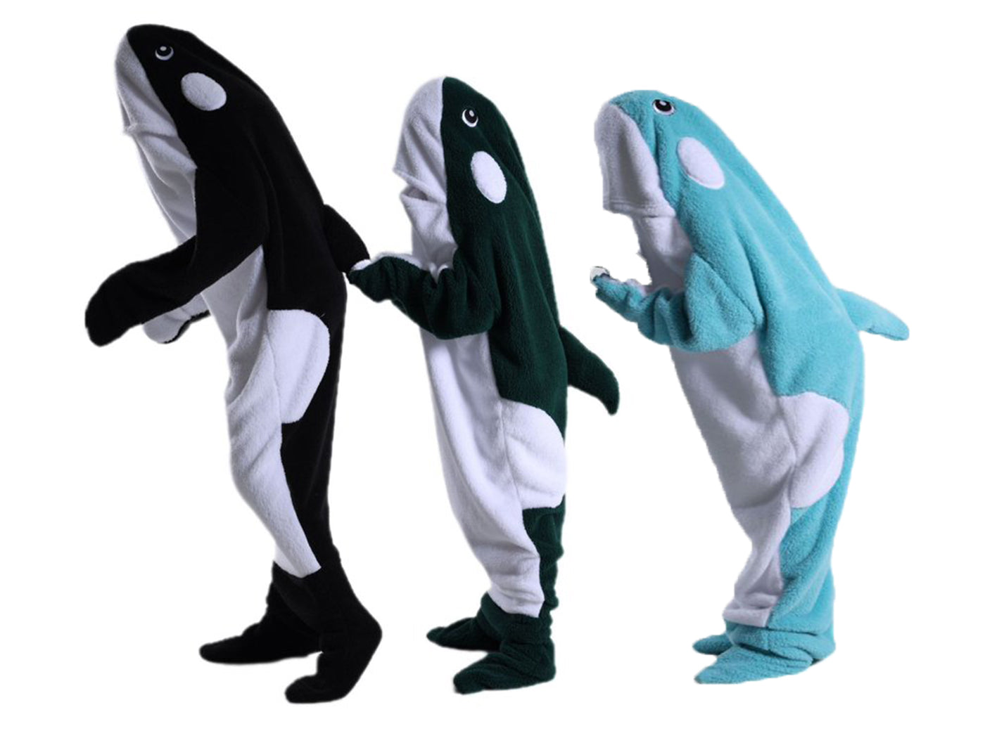 Flannel Cartoon Whale Wearable Hoodie Sleeping Blanket