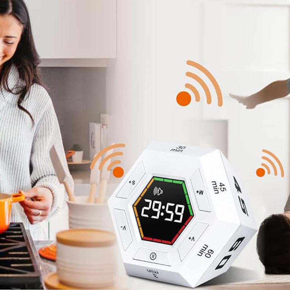 Pomodoro Timer Hexagon Visual Flip Electronic Timer with LED Digital Display