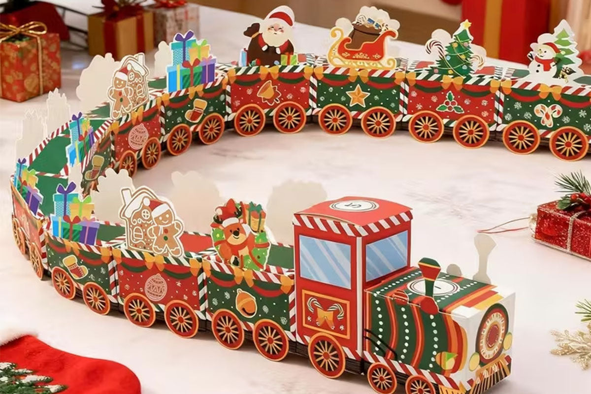 24 Piece Cardstock DIY Christmas Train Advent Calendar Candy Boxes