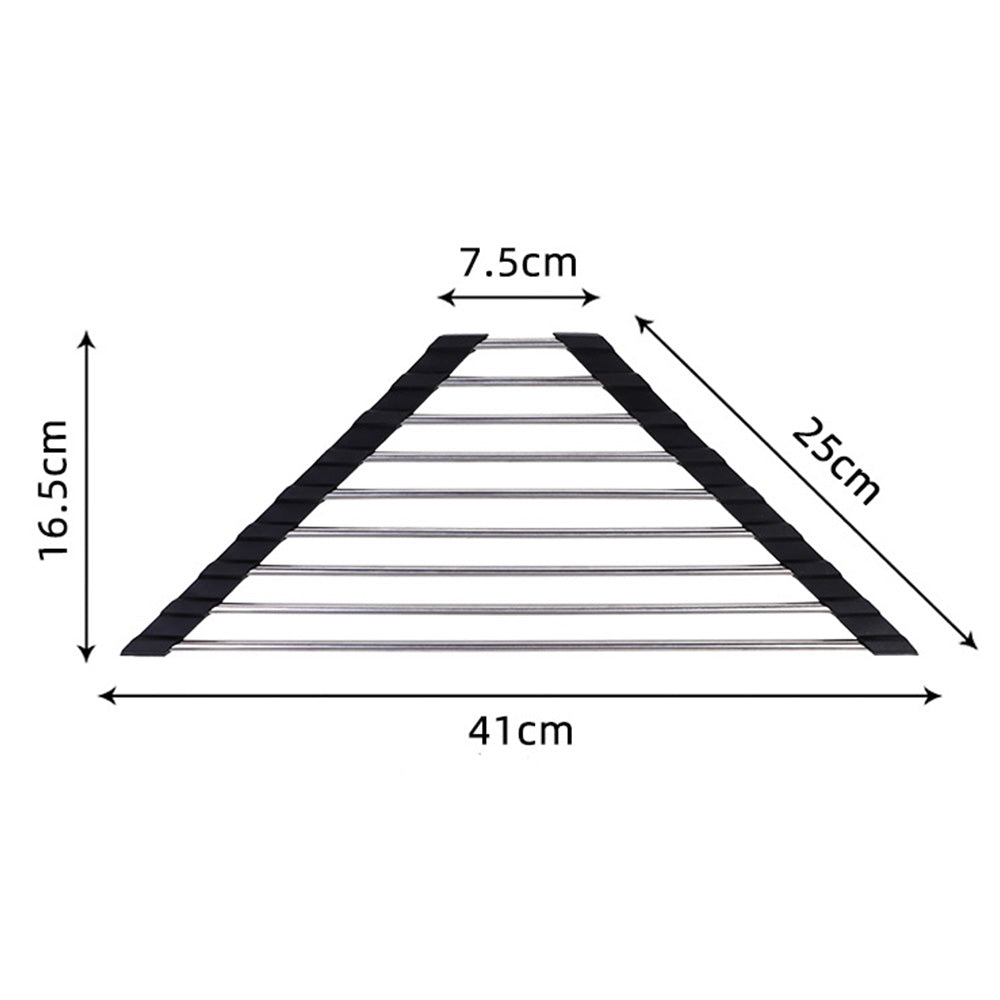 Triangle Roll-Up Dish Drying Rack For Sink Corner Sink Kitchen Drainer And Organizer