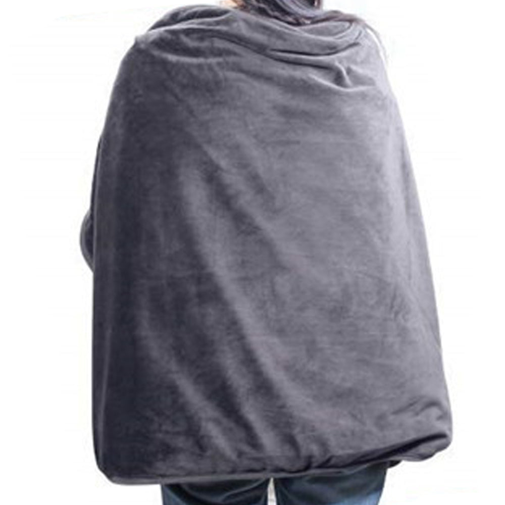 USB Heated Shawl Blanket Flannel Wrap with Detachable Heating Pad