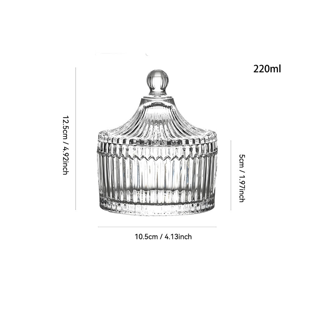 Ribbed Rotating Glass Jar with Clear Lid for Candy Buffet and Candles