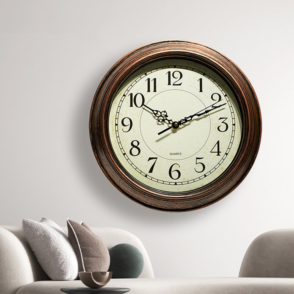 Silent Battery Powered Vintage Round Wall Clock