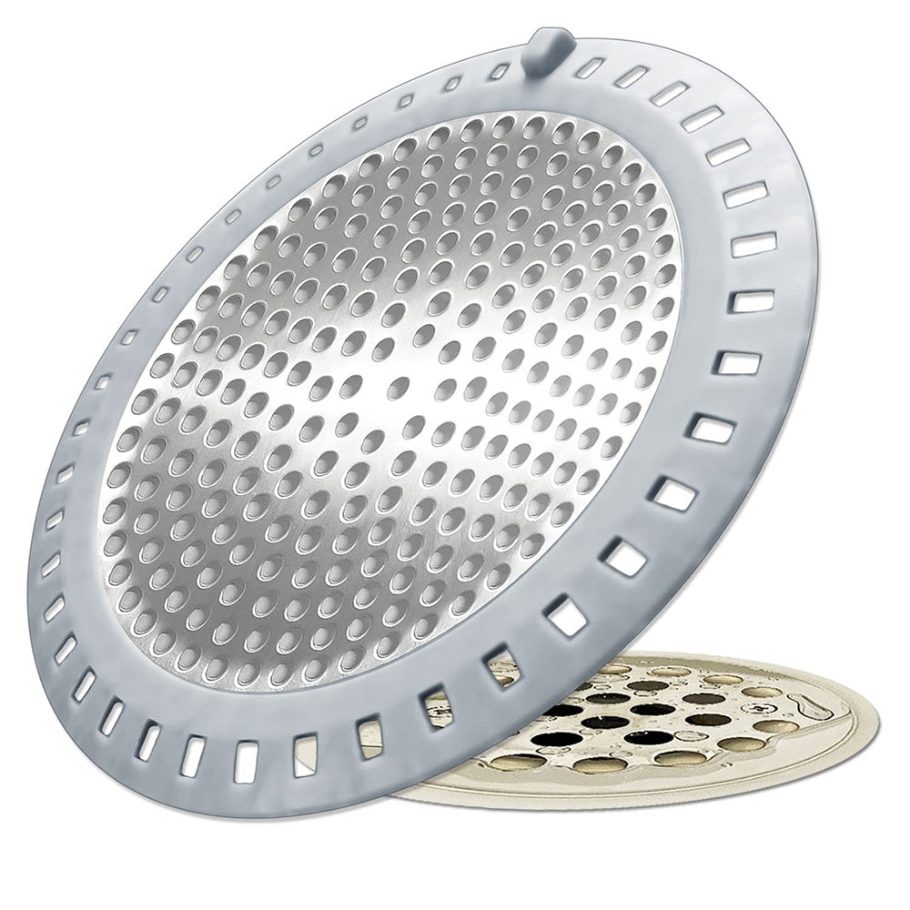 Weighted Metal Silicone Shower Drain Hair Catcher for Round Floor Drains