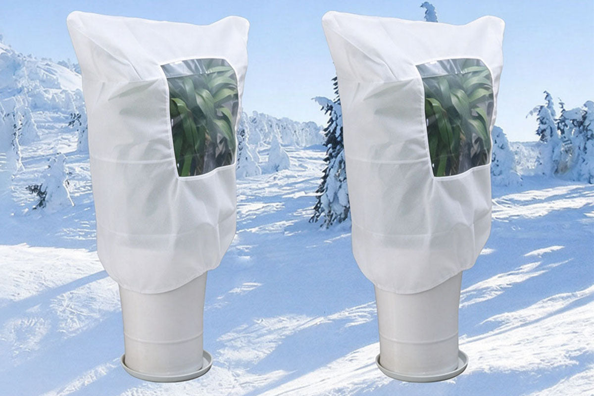 2Pcs Plant Frost Protection Cover with Zip Viewing Window Drawstring Winter Jacket