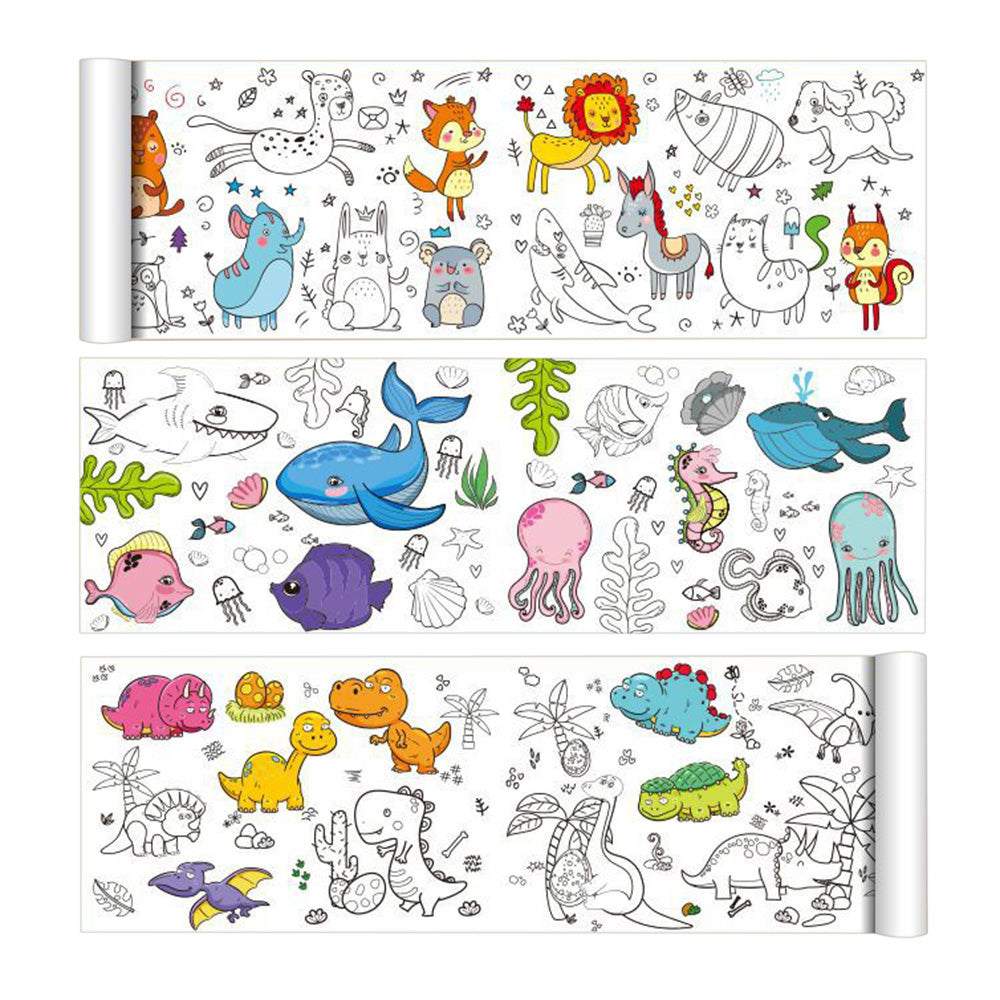 4 Large Coloring Paper Scroll Rolls Drawing Set 30x300cm for Little Ones