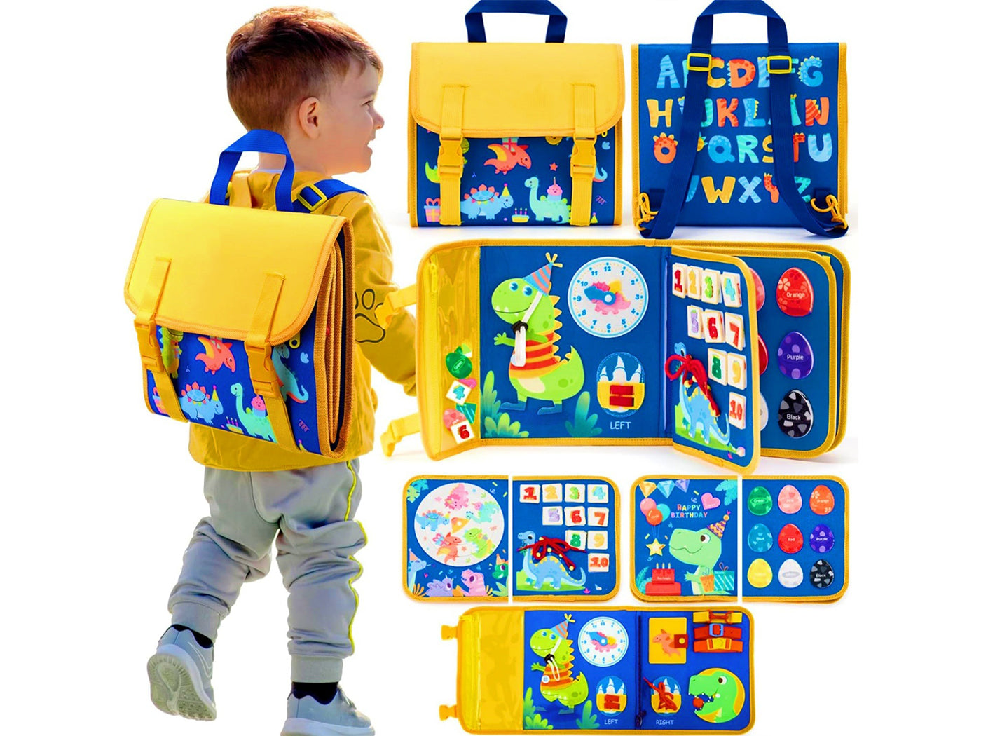 Montessori Busy Board Backpack Sensory Learning Portable Educational Activity Toy for Kids