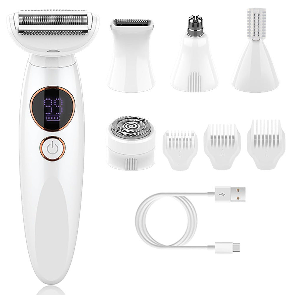 5 in 1 Lady Shavers for Women Bikini Trimmer with LED Display for Underarm Legs