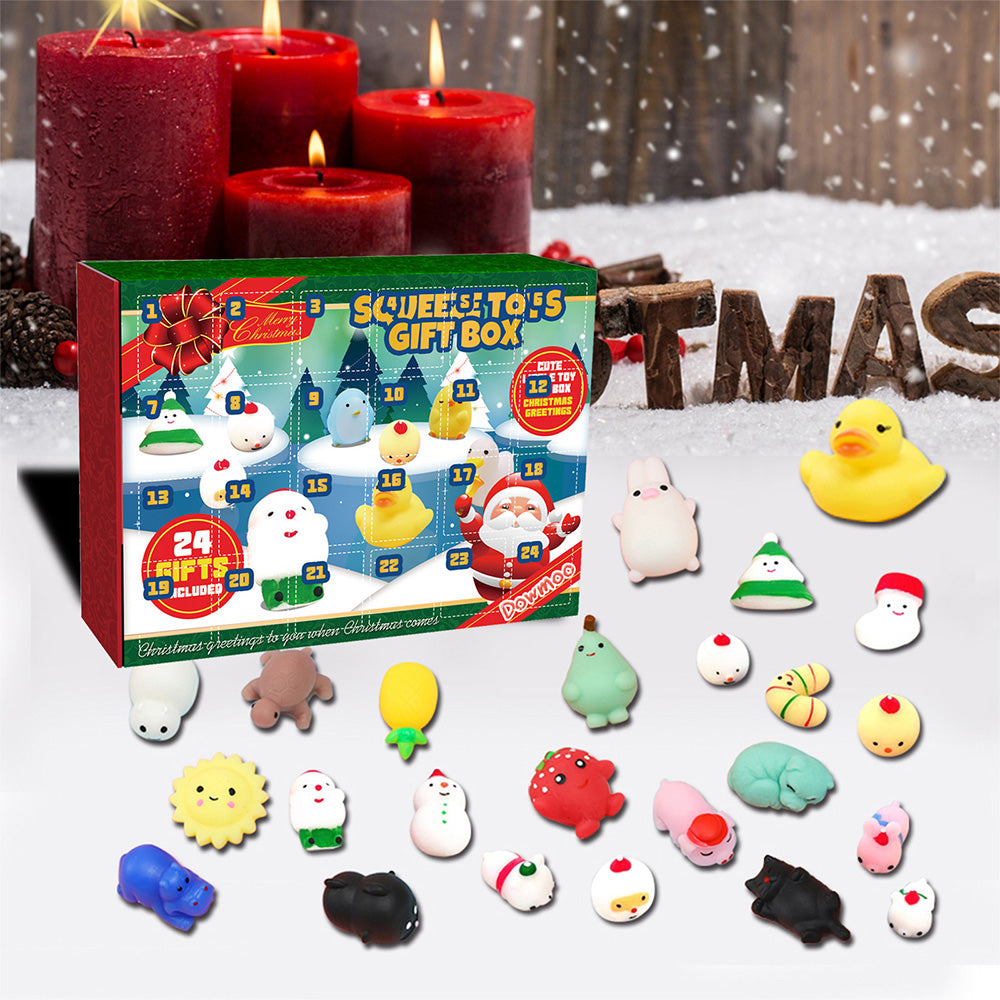 24Days Christmas Advent Calendar Mochi Animals Squishy Toys Christmas Party Favor Gifts