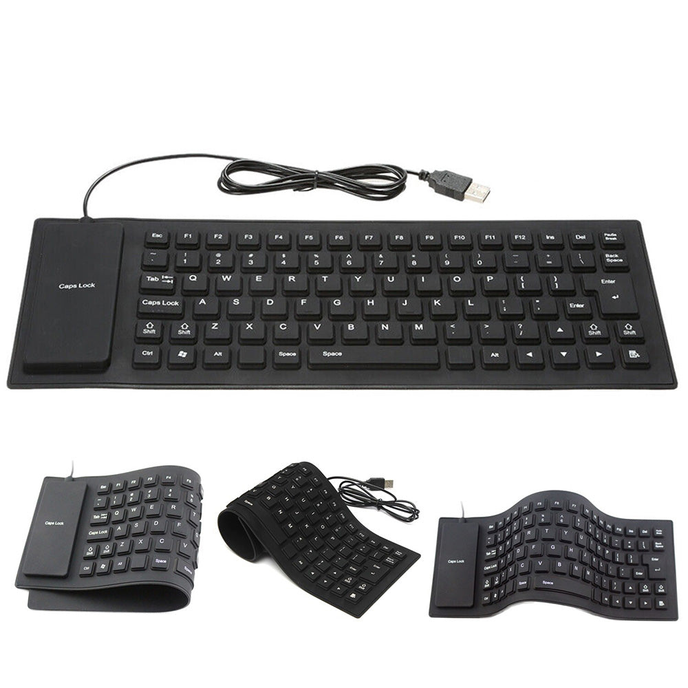 Waterproof Silicone Foldable Flexible Full Size USB Keyboard