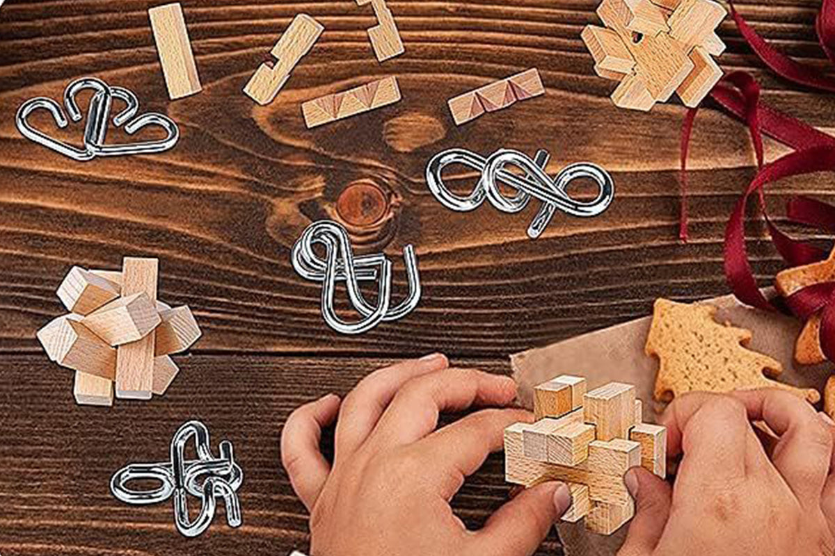 24PCS Brain Teaser Christmas Advent Calendar With 3D Stainless Steel Puzzle And Burr Puzzle