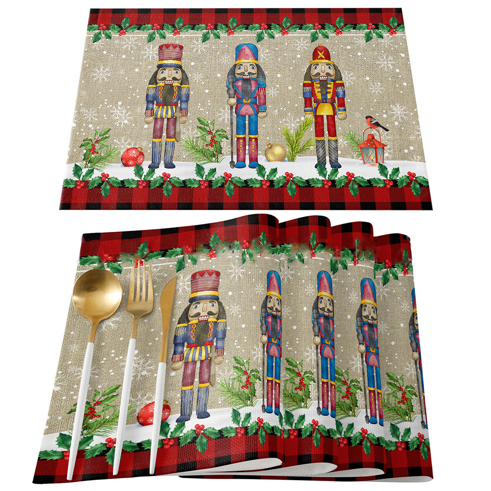 Christmas Nutcracker Soldier Table Runner with 4Pcs Placemats