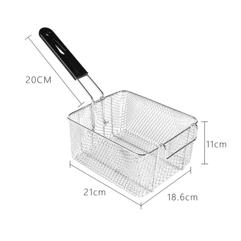 Stainless Steel Deep Fryer Basket with Removable Handle and Hanging Design