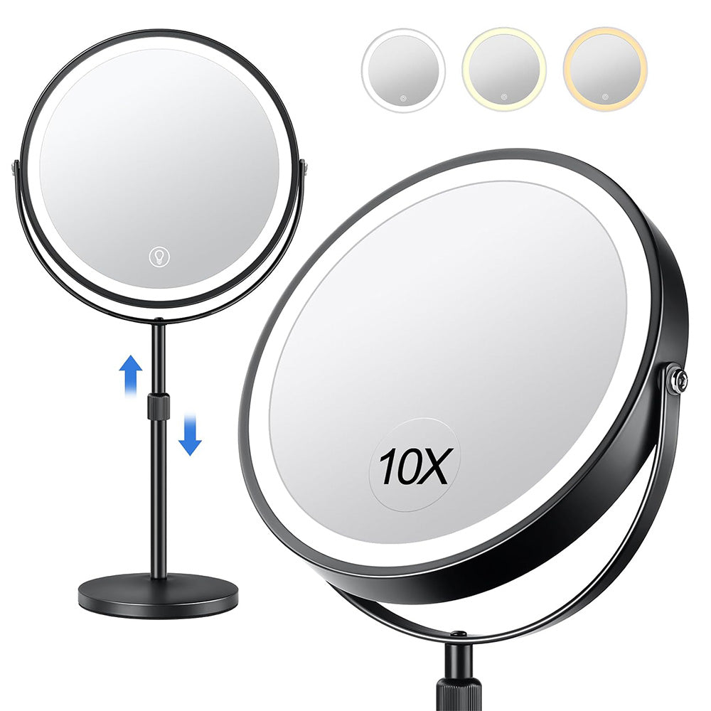 10X Magnifying Makeup Mirror with LED Light Foldable Cosmetic 360 Degree Rotation Mirror